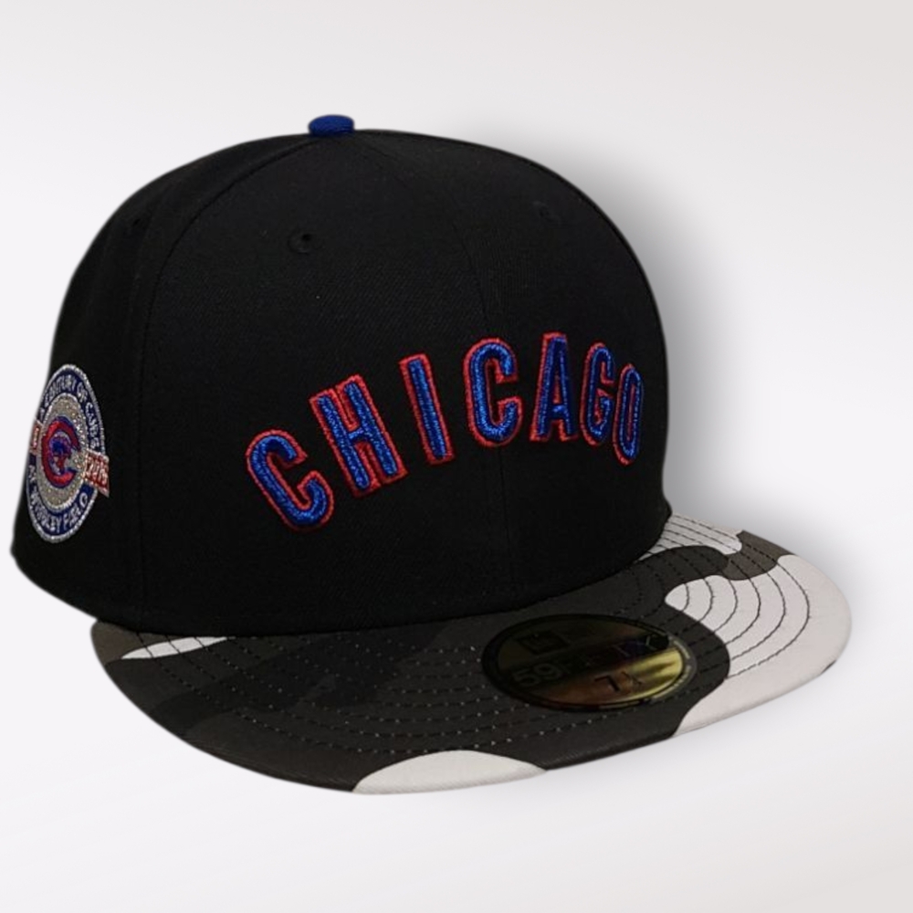 Men's Chicago Cubs New Era Black Camo 59FIFTY Fitted Hat Size 7 1/4